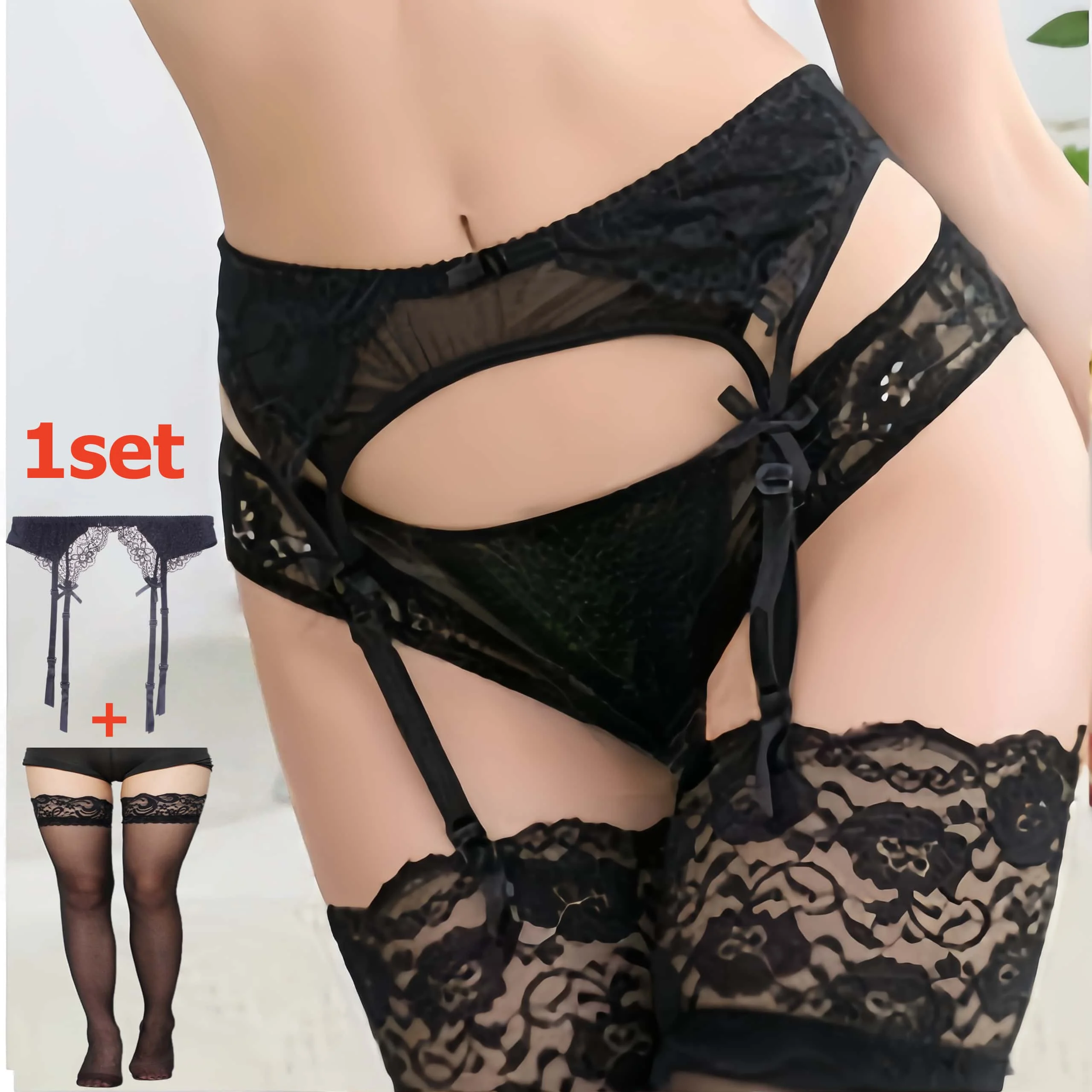 Tights Pantyhose Sheer - 2PCS Women's Suspender Lace Stockings and